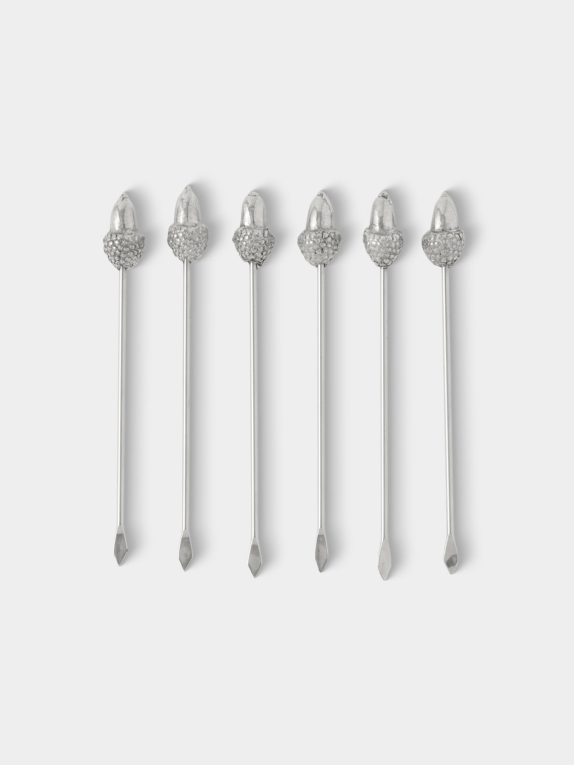 Au Bain Marie - | Set of 6 | Acorn Pewter Cocktail Picks - Silver - ABASK
