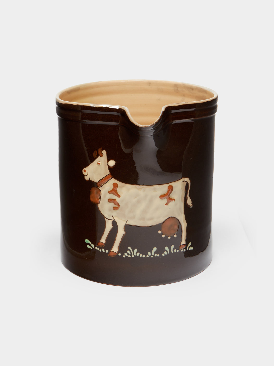 Cows Hand-Painted Ceramic Large Straight-Edge Jug