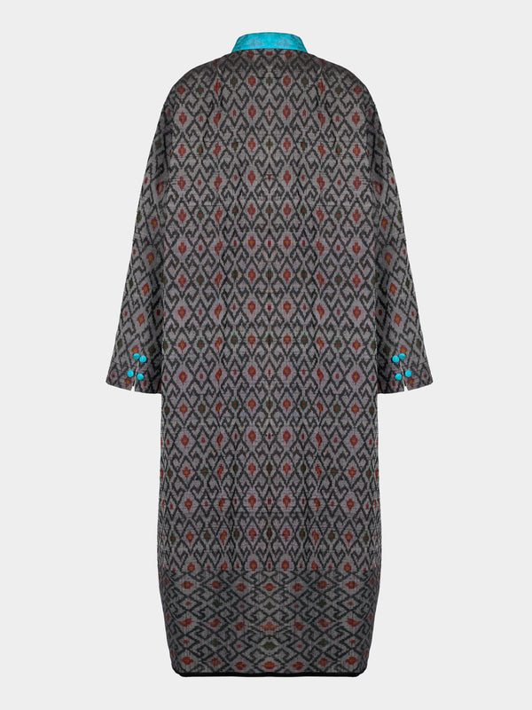 Nazzy Beglari - Hand-Loomed Ikat Cotton Reversible Chapan-Style Robe | One Size - Multiple - ABASK - 