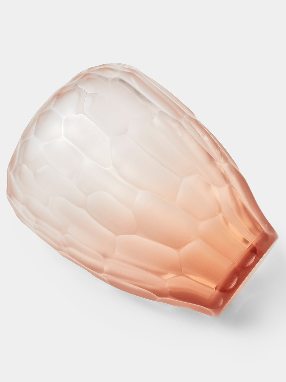 Micheluzzi Glass - Goccia Rose Bamboo Hand-Blown Murano Glass Vase (9.5in/24cm) - Orange - ABASK
