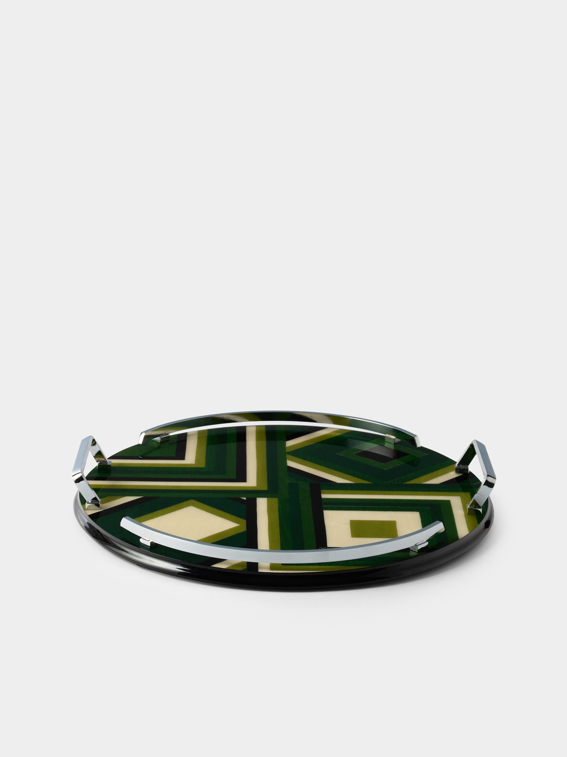 Mastellone Giuseppe - Wood Inlay Tray (12.5in/32cm) - Green - ABASK