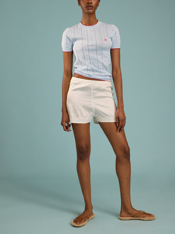 B.B. Wallace - Indiana Cotton Pointelle T-Shirt | Size: S - Light Blue - ABASK