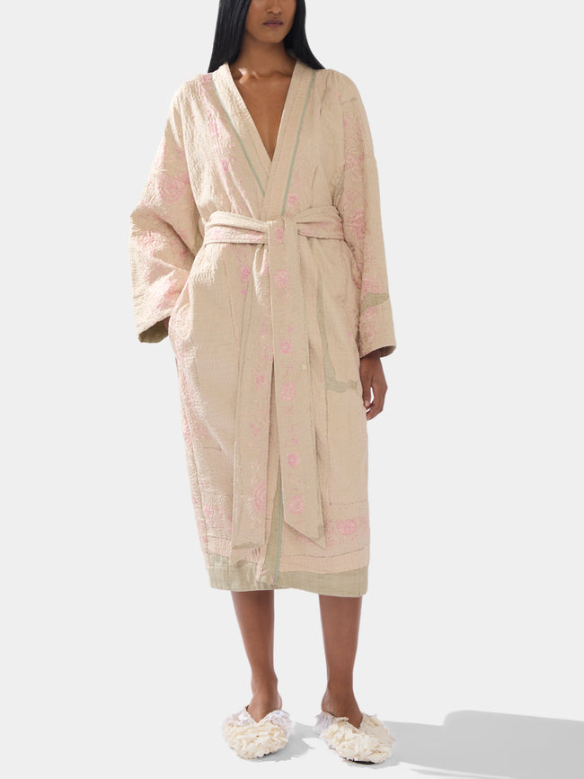 By Walid - 1920s Chinese Embroidered Silk Robe | One Size -  - ABASK