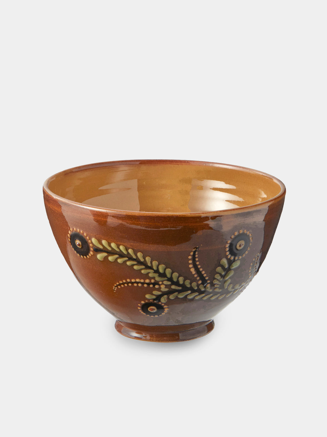 Poterie d’Évires - Flowers Hand-Painted Ceramic Grand Bowls (Set of 4) - Light Brown - ABASK