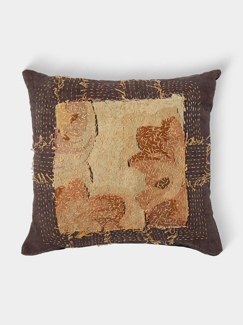 By Walid - 17th-Century Flemish Verdure Tapestry Linen Cushion (16in/41cm) - Multiple - ABASK - 