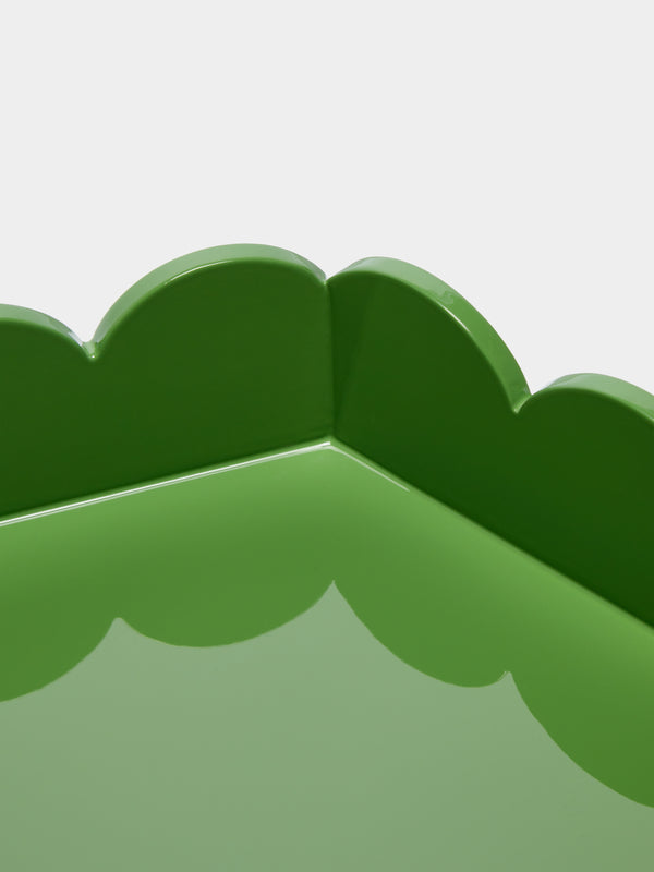 Scarlett And Sallis - Lacquered Wood Large Scalloped Tray -  - ABASK