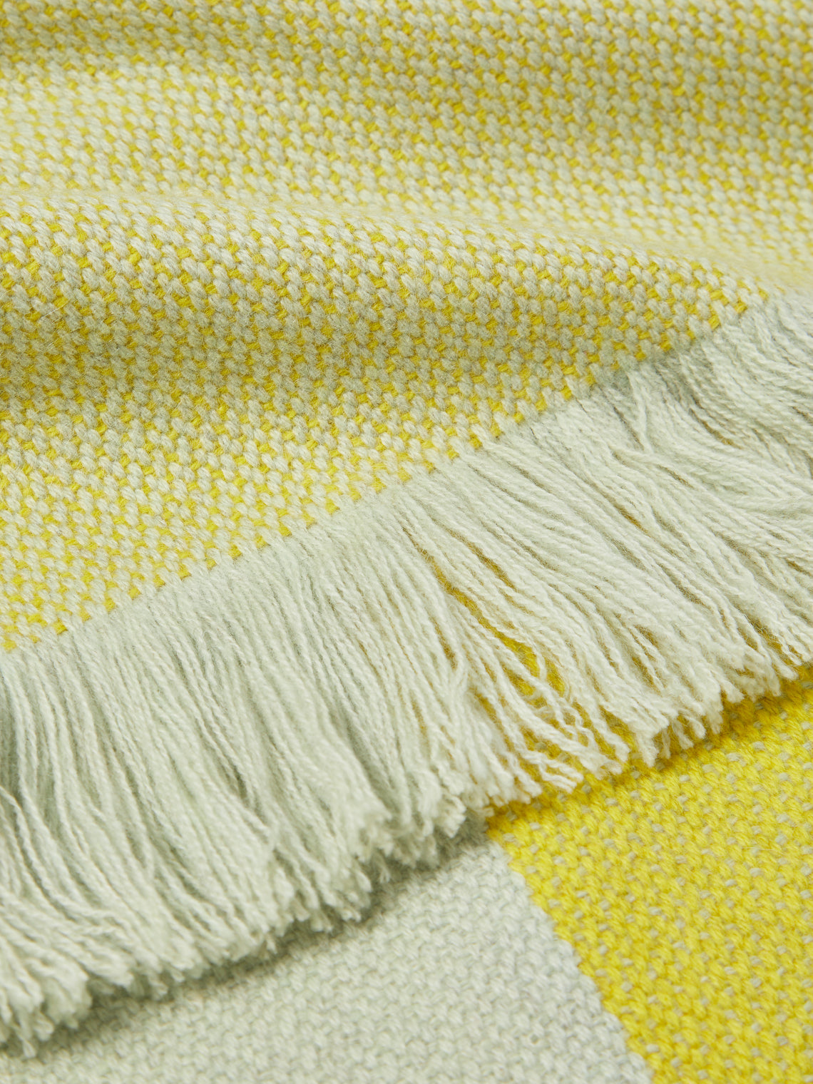 Otherways - Vichy Plaid Handwoven Yak Blanket (79in/2m) - Yellow - ABASK