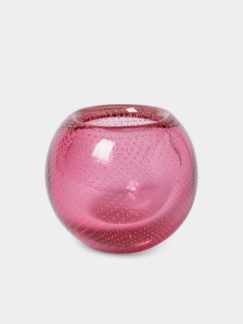 Antique and Vintage - Mid-Century Flavio Poli Murano Glass Spherical Vase (5.5in/14cm) - Pink - ABASK - 