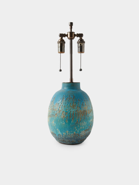 Peter Speliopoulos Projects - Hand-Glazed Stoneware Table Lamp - Blue - ABASK - 