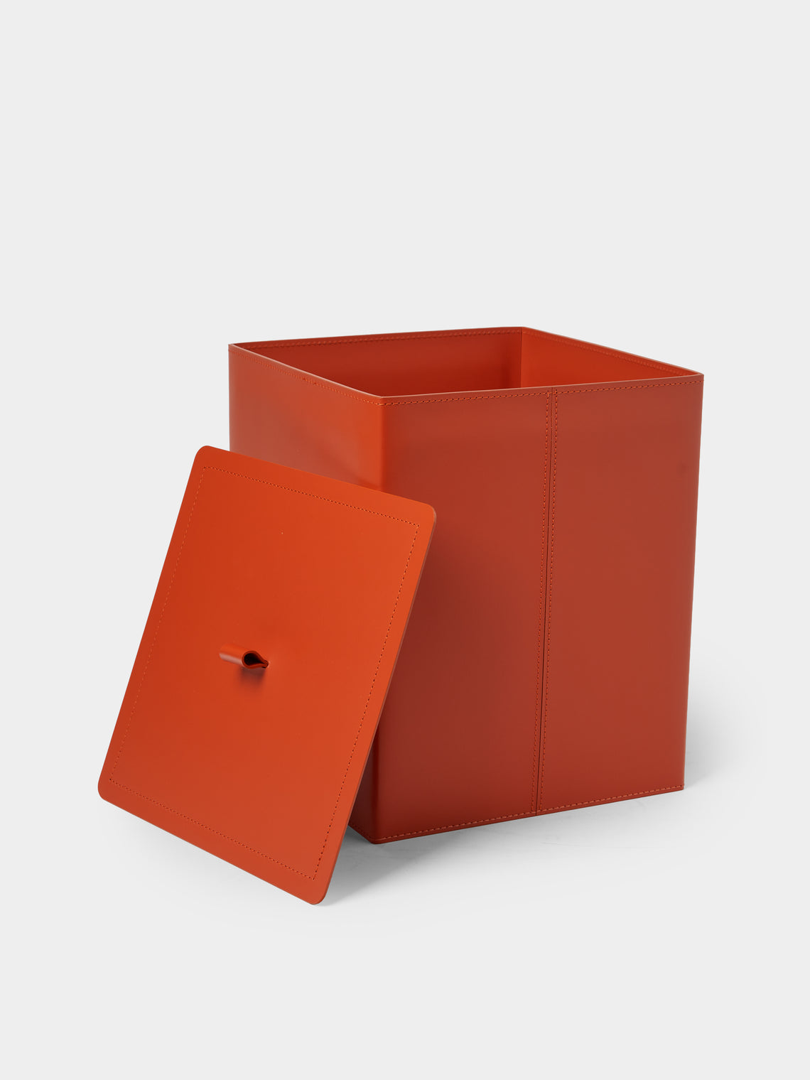 RUDI - Bino Leather Square Lidded Wastepaper Bin - Orange - ABASK
