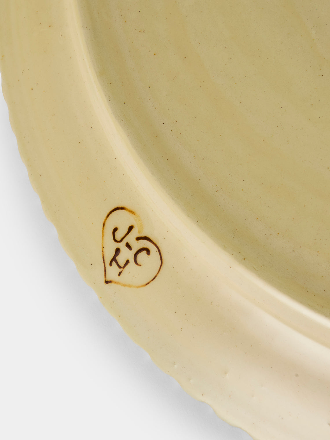 Poterie d’Évires - Birds and Flowers Hand-Painted Ceramic Round Platter - Yellow - ABASK