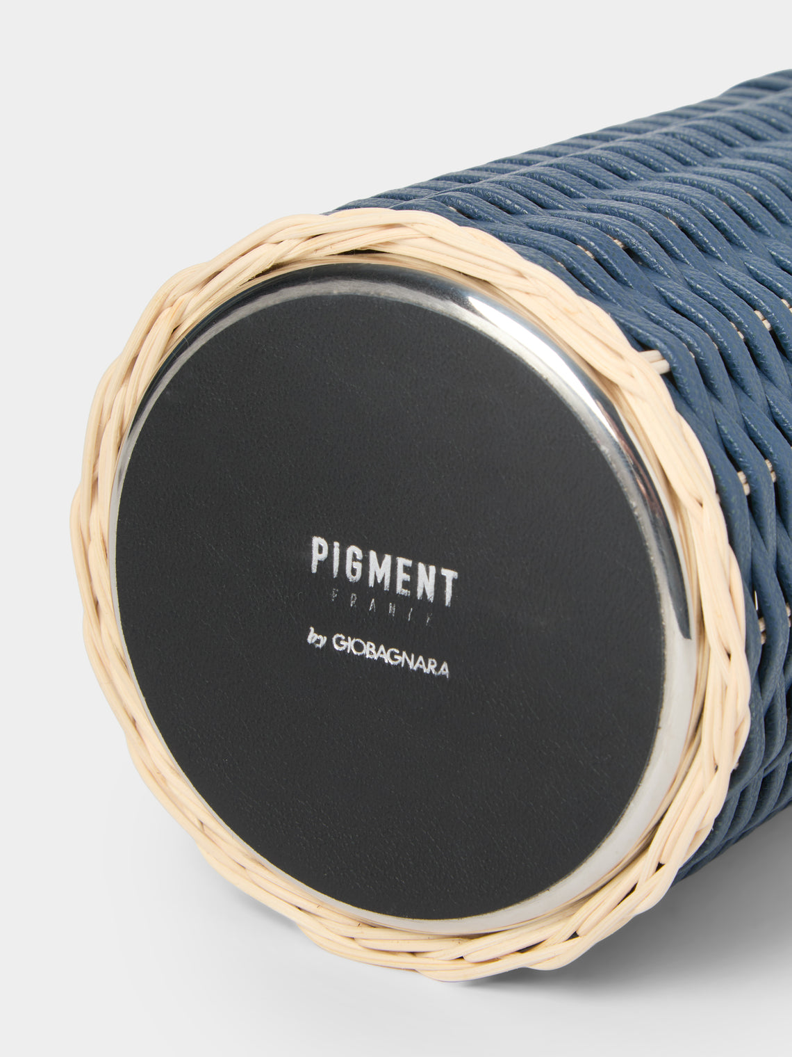 Pigment France - Menton Leather and Rattan Bottle Cooler - Blue - ABASK