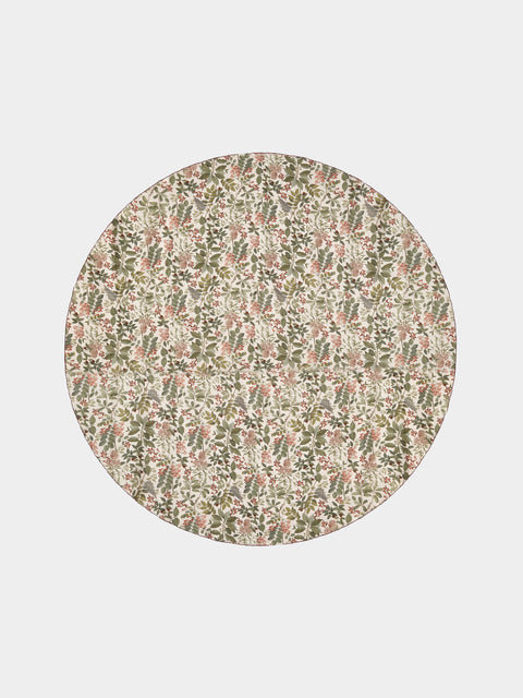 Borgo delle Tovaglie - Filo Sottobosco Embroidered Linen Round Tablecloth (86.5in/2.2m) - Green - ABASK - 