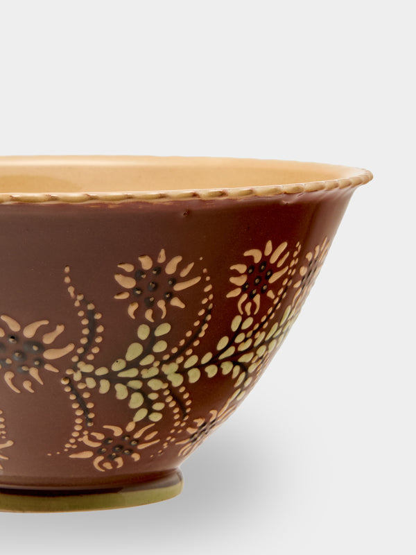 Poterie d’Évires - Flowers Hand-Painted Ceramic Mini Salad Bowl - Light brown - ABASK