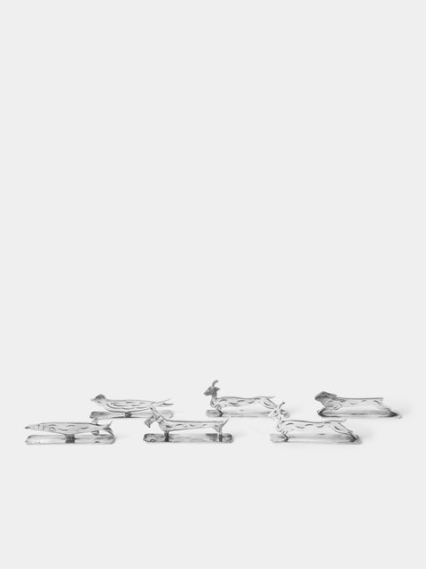 Antique and Vintage - Mid Century Silver Plated Animals Knife Rests (Set of 6) - Silver - ABASK - 