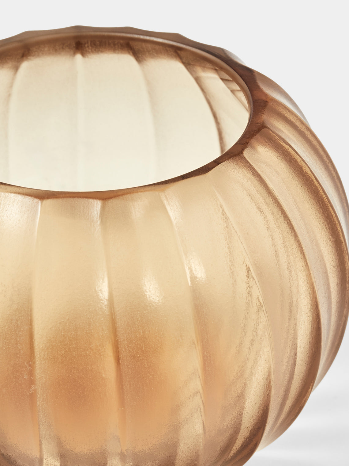 Micheluzzi Glass - Bocia Miele Coste Hand-Blown Murano Glass Vase (4.5in/12cm) - Orange - ABASK