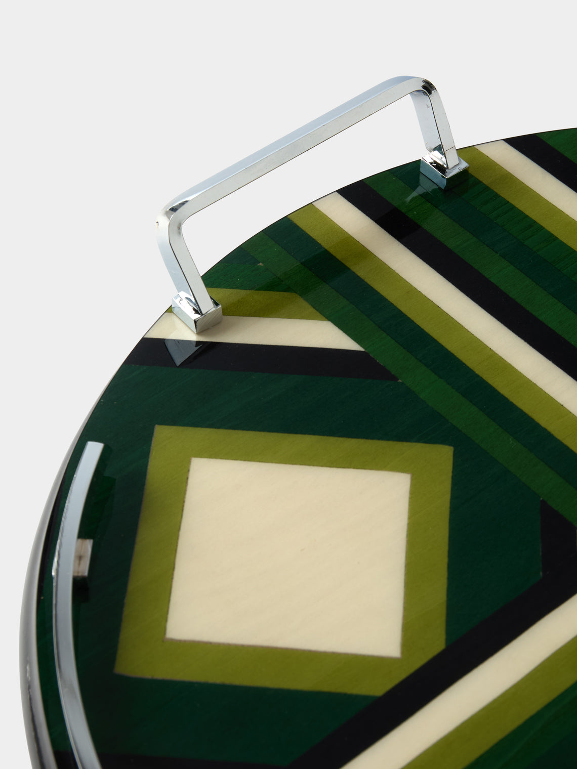 Mastellone Giuseppe - Wood Inlay Tray (12.5in/32cm) - Green - ABASK