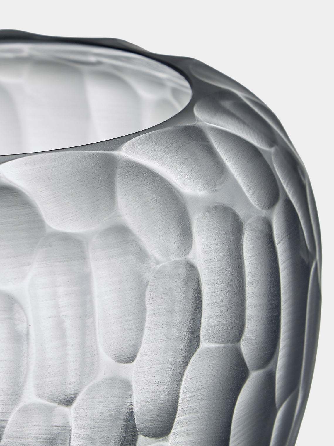 Micheluzzi Glass - Goccia Acciaio Bamboo Hand-Blown Murano Glass Vase (8in/20cm) - Gray - ABASK