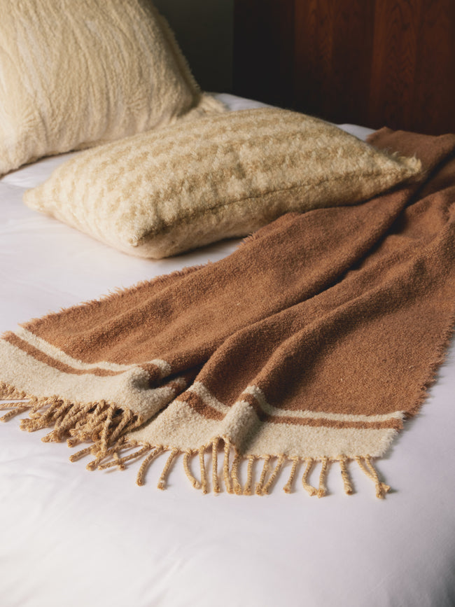 The House of Lyria - Paipote Silk and Camel Throw (75in/1.9m) - Brown - ABASK