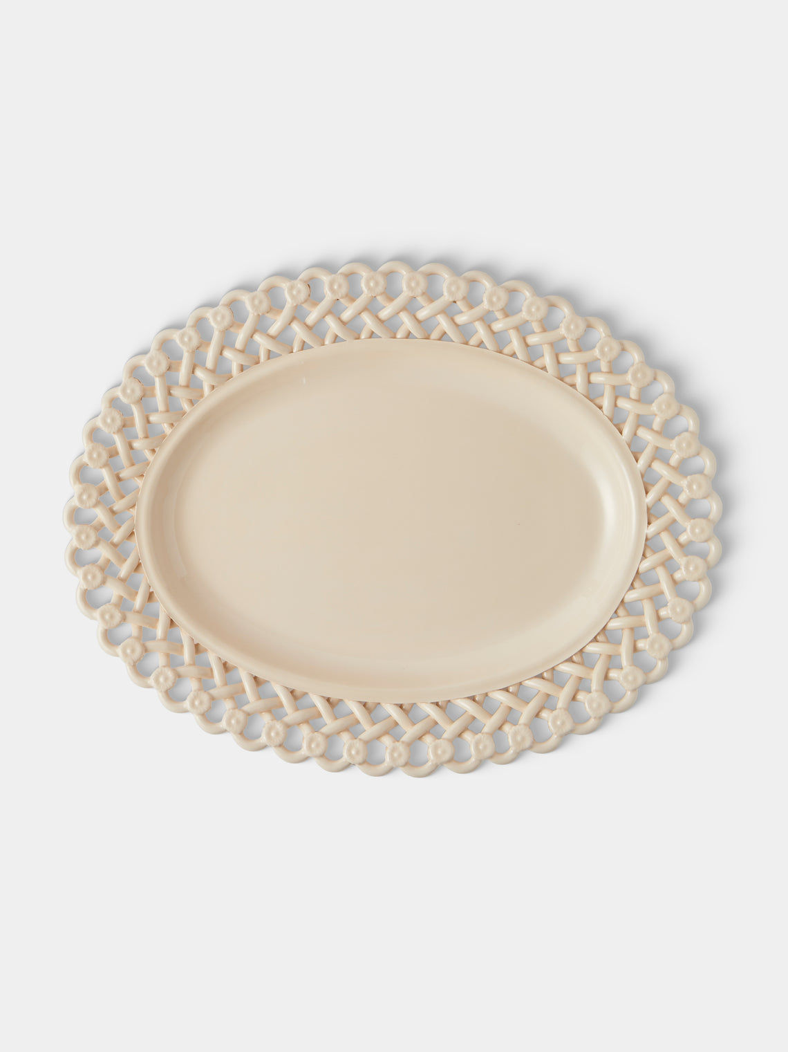 Maison Pichon Uzès - Meleia Hand-Glazed Ceramic Braided Platter - White - ABASK - 