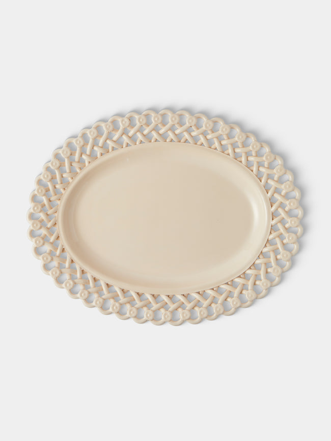 Maison Pichon Uzès - Meleia Hand-Glazed Ceramic Braided Platter - White - ABASK - 