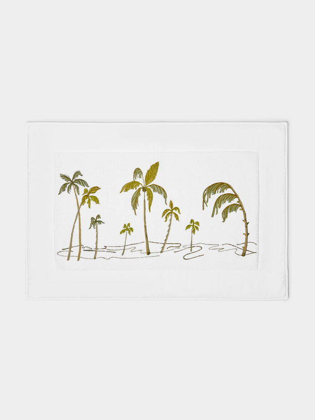 Loretta Caponi - Palm Tree Hand-Embroidered Cotton Bath Mat -  - ABASK - 