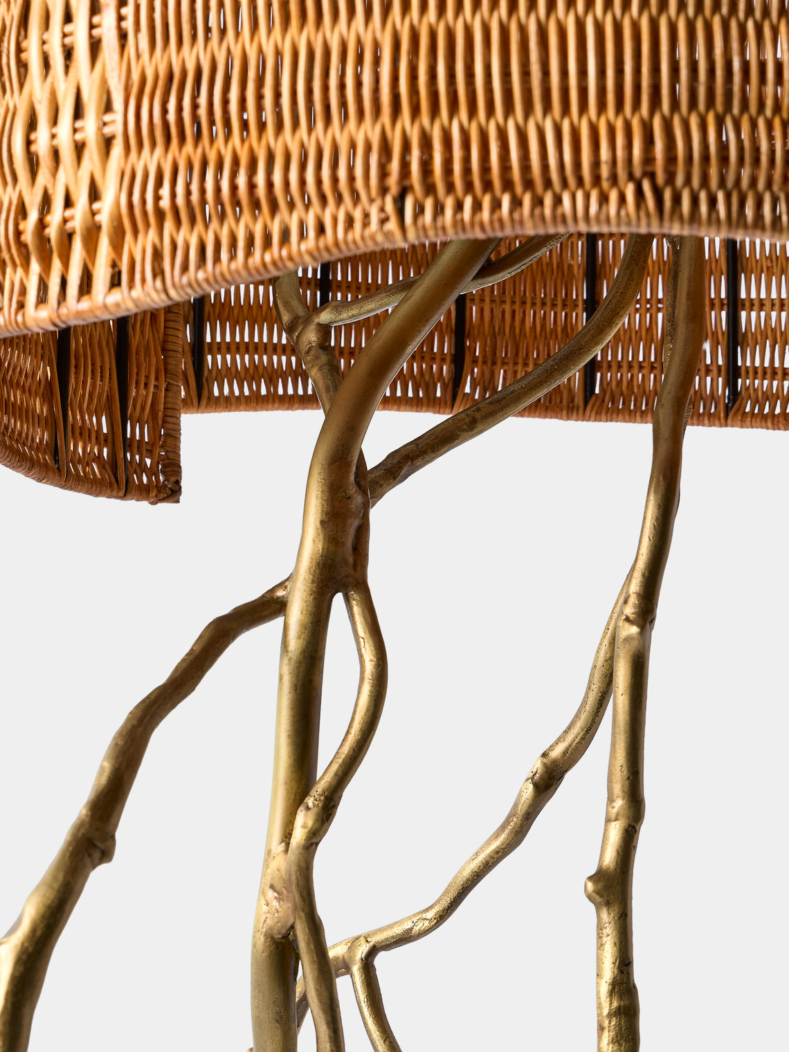 Viya - Majuli Brass and Handwoven Cane Table Lamp - Brass - ABASK