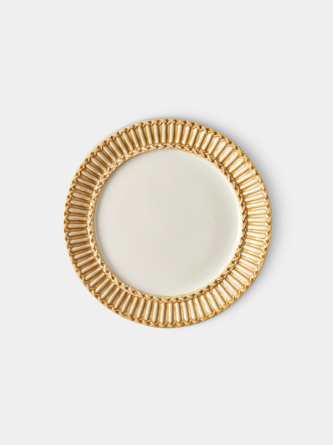 Tessalume Ceramiche - Wicker Hand-Painted Ceramic Dessert Plates (Set of 4) - White - ABASK - 