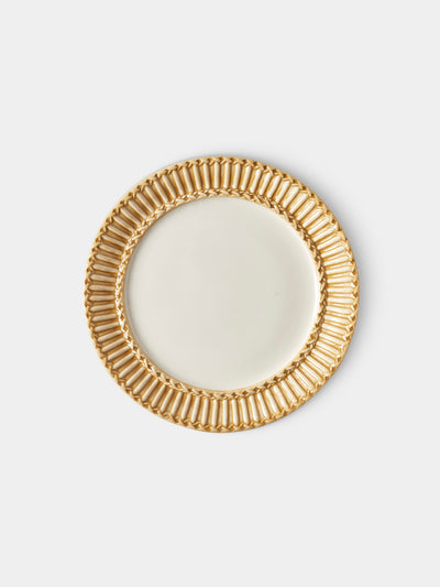 Tessalume Ceramiche - Wicker Hand-Painted Ceramic Dessert Plates (Set of 4) - White - ABASK - 