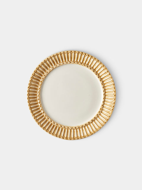 Tessalume Ceramiche - Wicker Hand-Painted Ceramic Dessert Plates (Set of 4) - White - ABASK - 