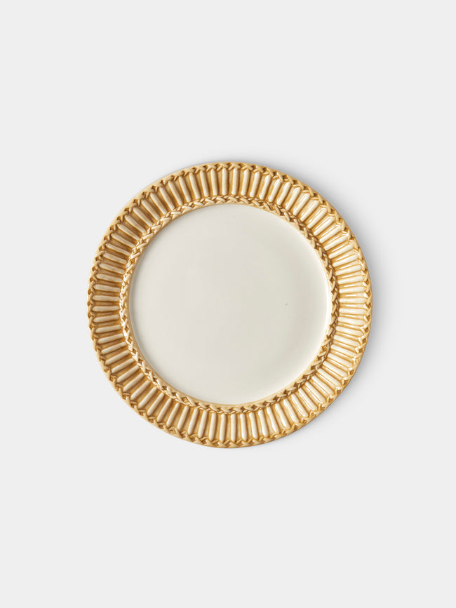 Tessalume Ceramiche - Wicker Hand-Painted Ceramic Dessert Plates (Set of 4) - White - ABASK - 