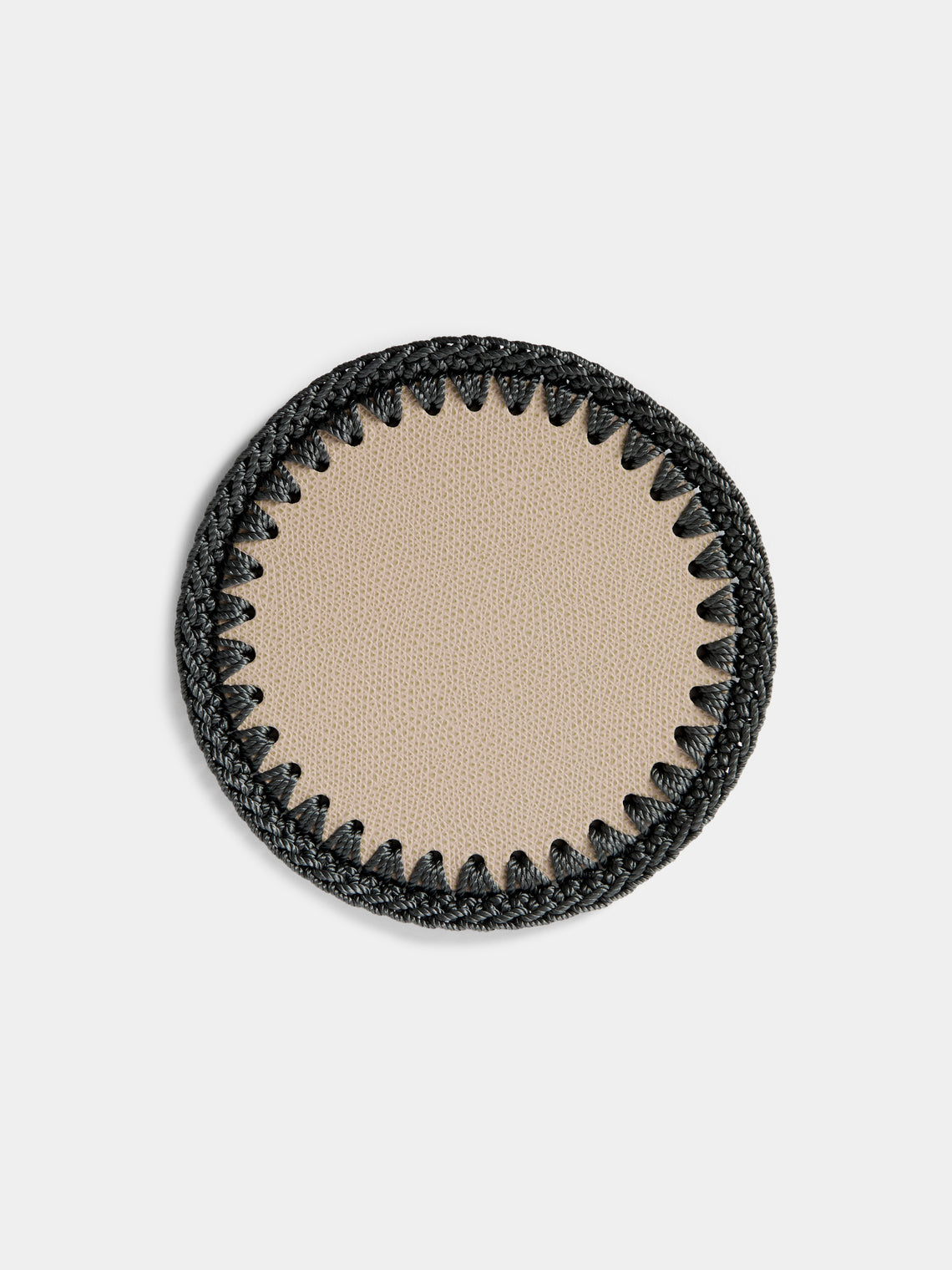 Pigment France - Rochelle Leather and Crochet Bottle Coasters (Set of 2) - Beige - ABASK - - 