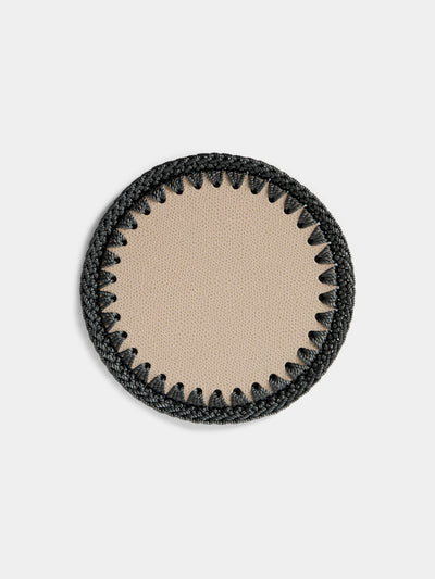 Pigment France - Rochelle Leather and Crochet Bottle Coasters (Set of 2) - Beige - ABASK - - 