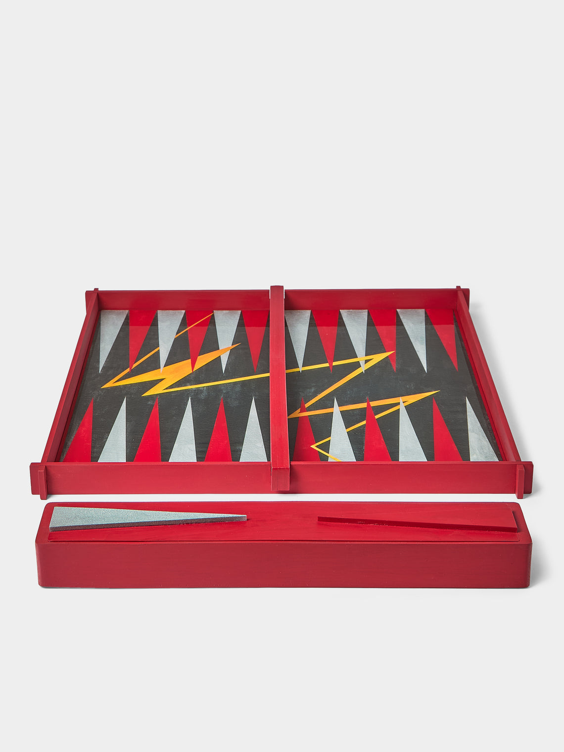 Valeria Molinari - Fire Hand-Painted Watercolor Wood Backgammon Set - Red - ABASK