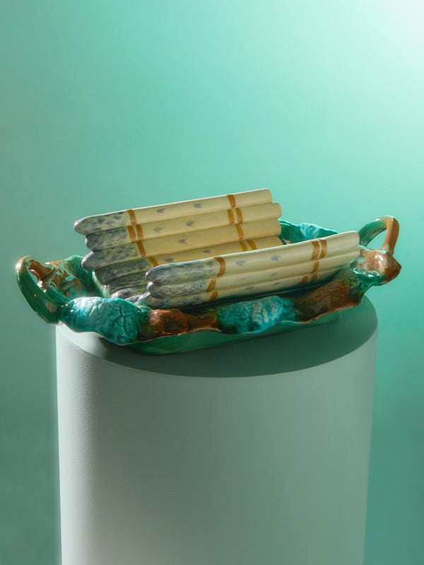 Antique and Vintage - 1910s Asparagus Ceramic Basket -  - ABASK