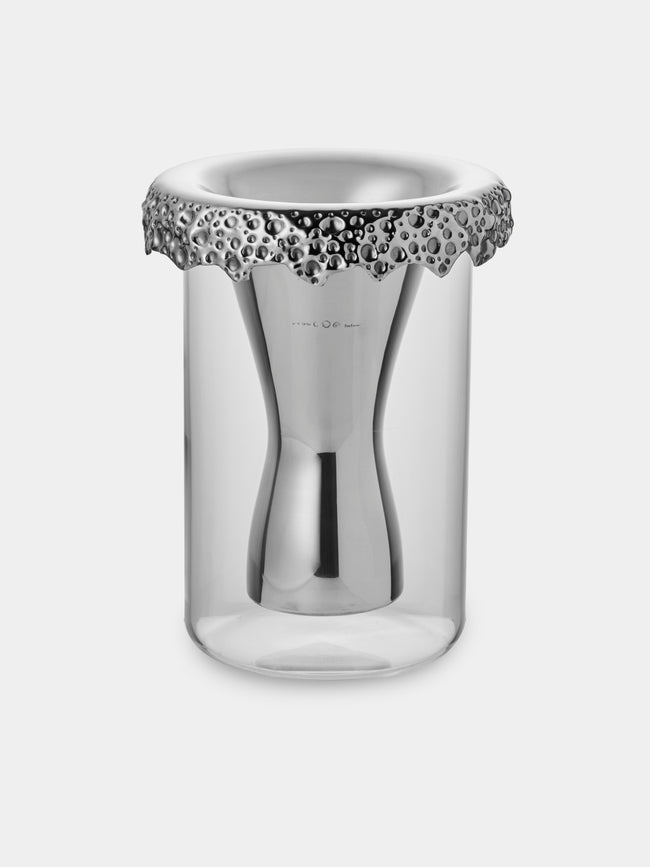 San Lorenzo - 1997 Afra and Tobia Scarpa Pure Silver and Glass Vase (8in/20.5cm) - Silver - ABASK - 