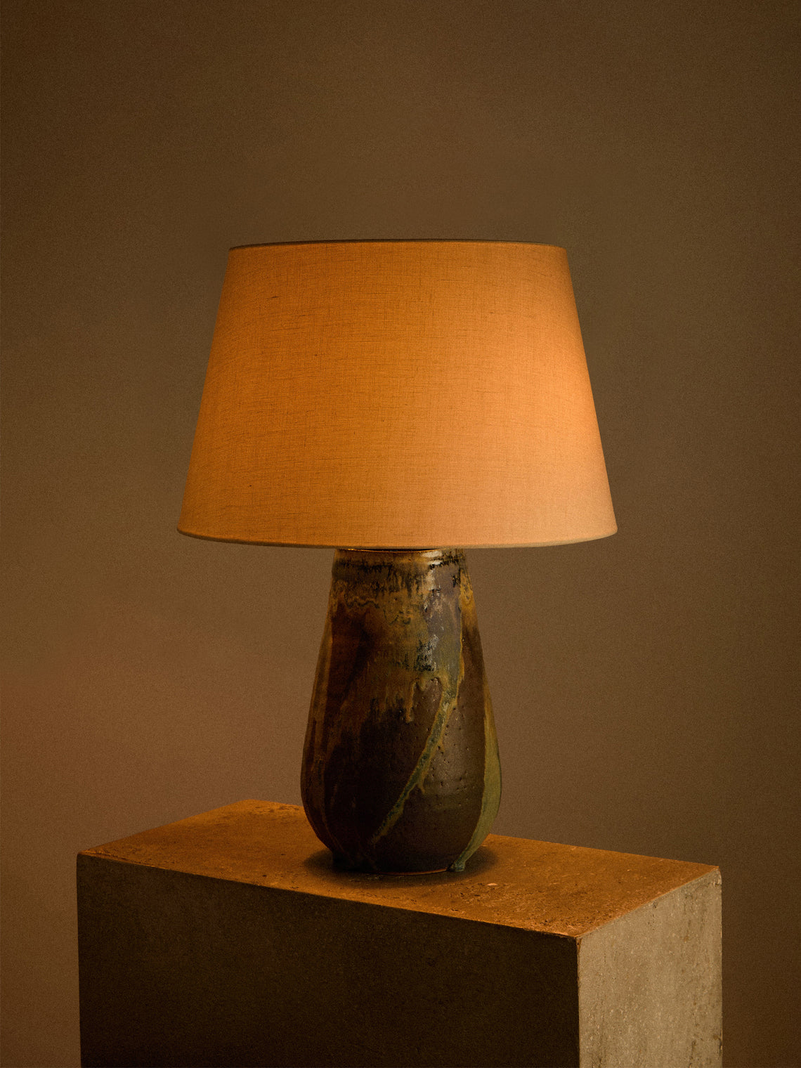 Peter Speliopoulos Projects - Hand-Glazed Stoneware Table Lamp - Blue - ABASK