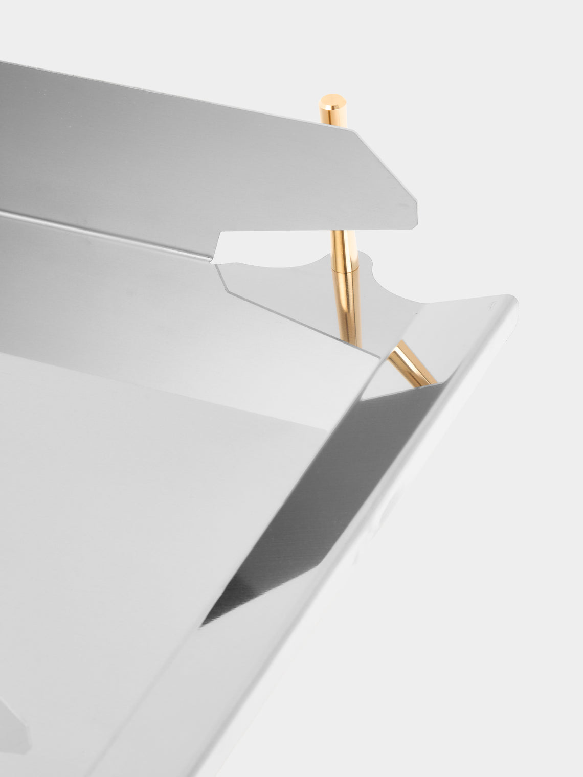 AnObjct - Lyra Stainless Steel and Brass Stackable Paper Tray (14in/36cm) - Silver - ABASK