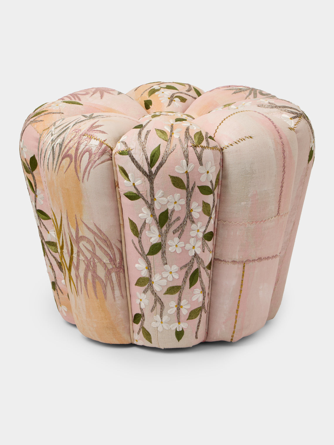Bokja - Cynzia Embroidered Linen Pouf - Multiple - ABASK - 