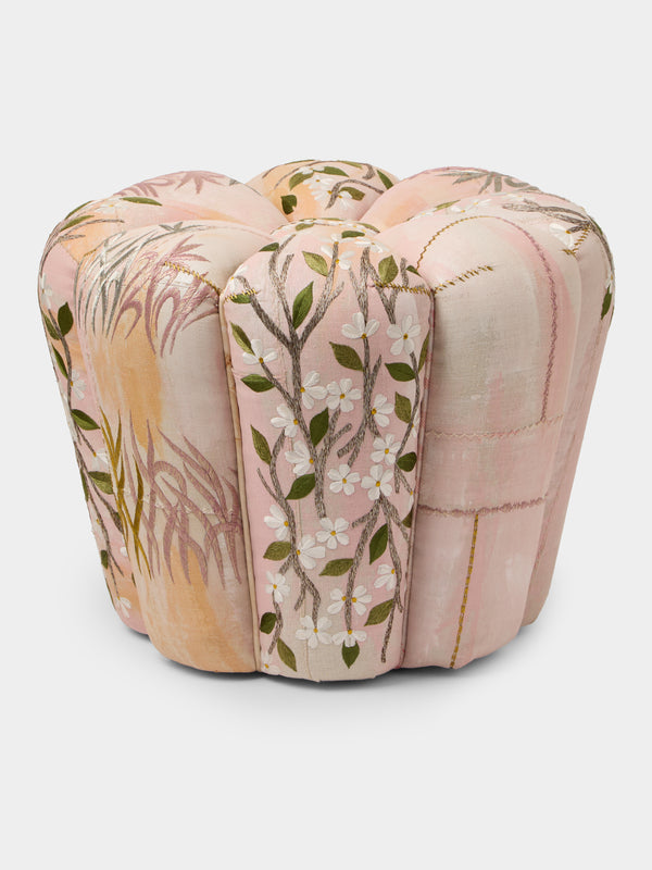 Bokja - Cynzia Embroidered Linen Pouf - Multiple - ABASK - 