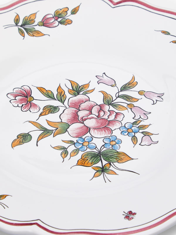 Bourg Joly Malicorne - Strasbourg Fleurs Hand-Painted Ceramic Dessert Plates (Set of 4) -  - ABASK