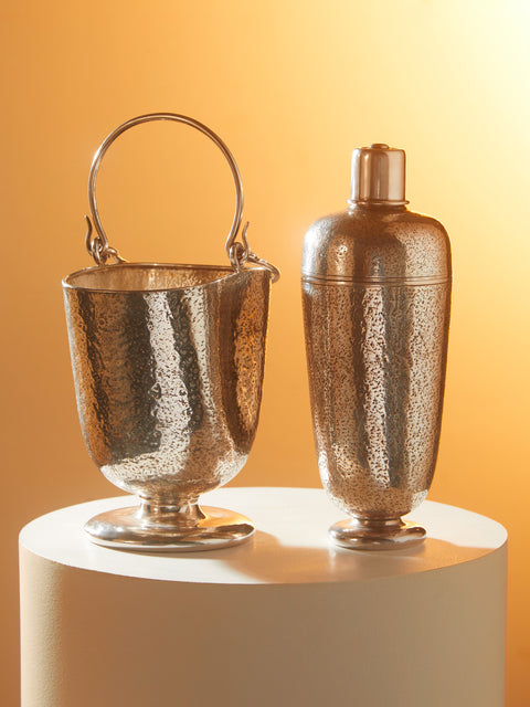 Antique and Vintage - 1950s Solid Silver Ice Bucket and Cocktail Shaker Set -  - ABASK