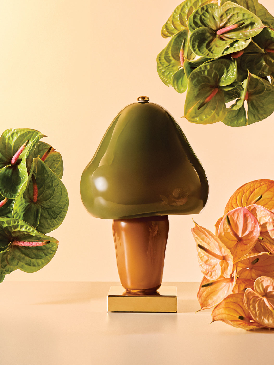 Helle Mardahl Studio - Mushroom Hand-Blown Glass Table Lamp - Green - ABASK