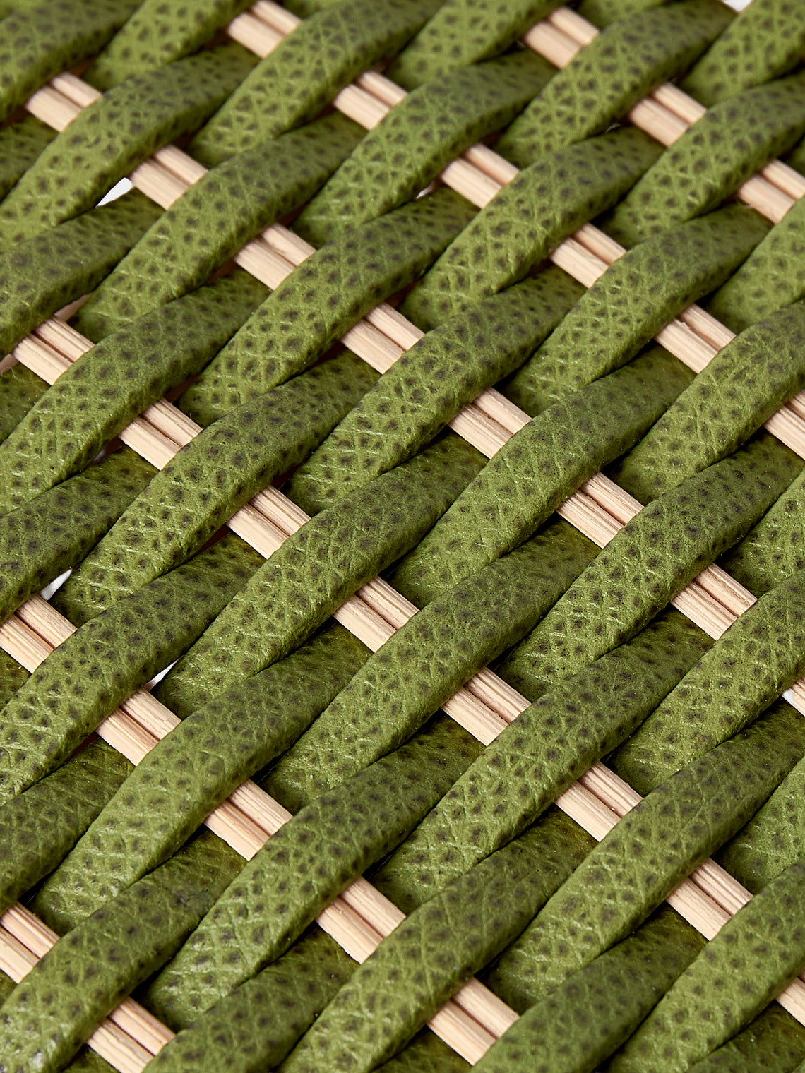 Pigment France - Antibes Leather and Rattan Tissue Box - Green - ABASK