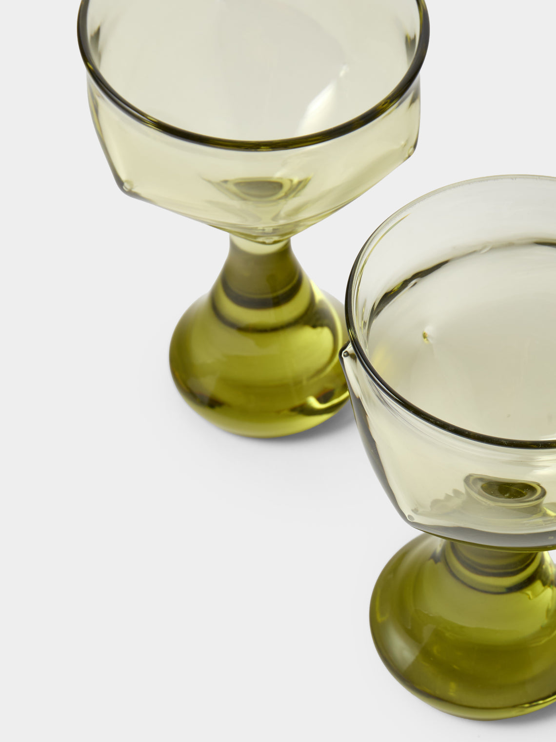 Nijima Glassworks - Hand-Blown Volcanic Wine Glasses (Set of 2) - Green - ABASK