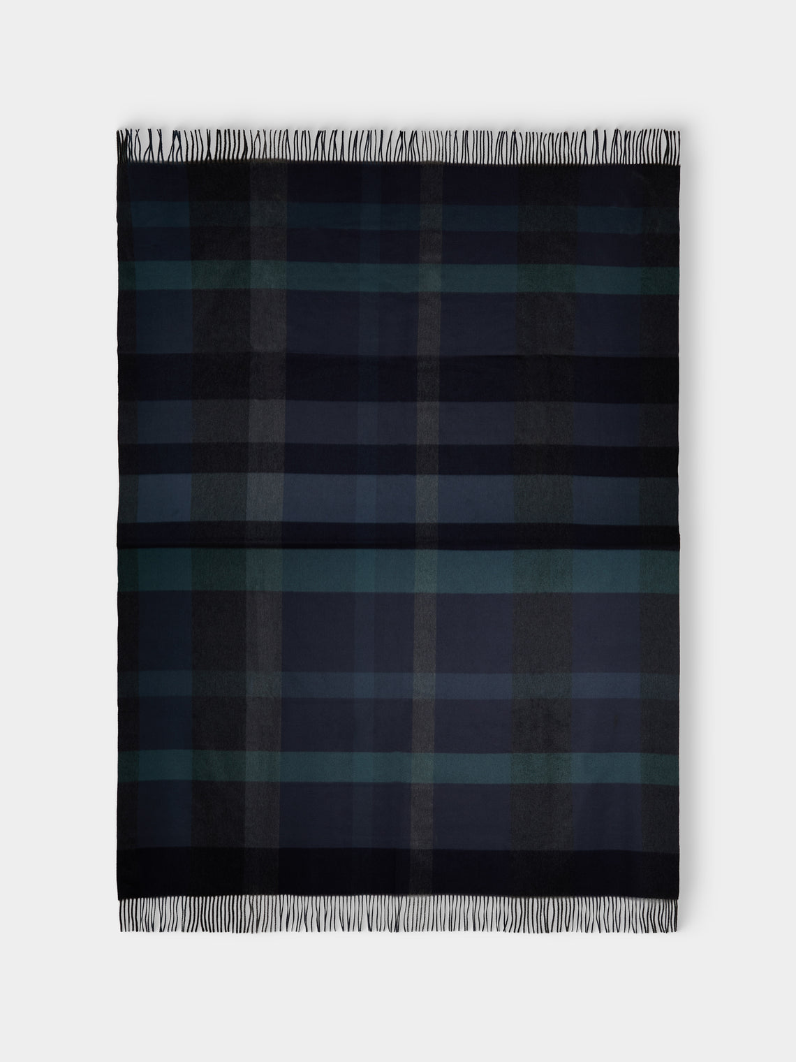 Johnstons of Elgin - Umbra Plaid Cashmere Throw (75in/1.9m) - Blue - ABASK - 
