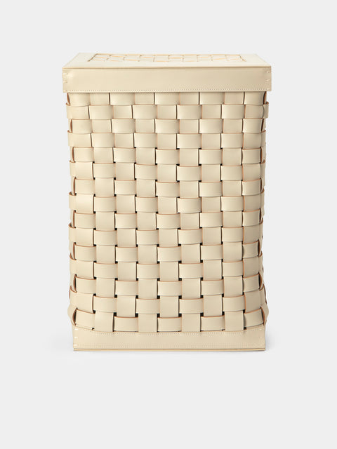 Riviere - Barcelona Water-Resistant Leather Laundry Basket - Ivory - ABASK - 