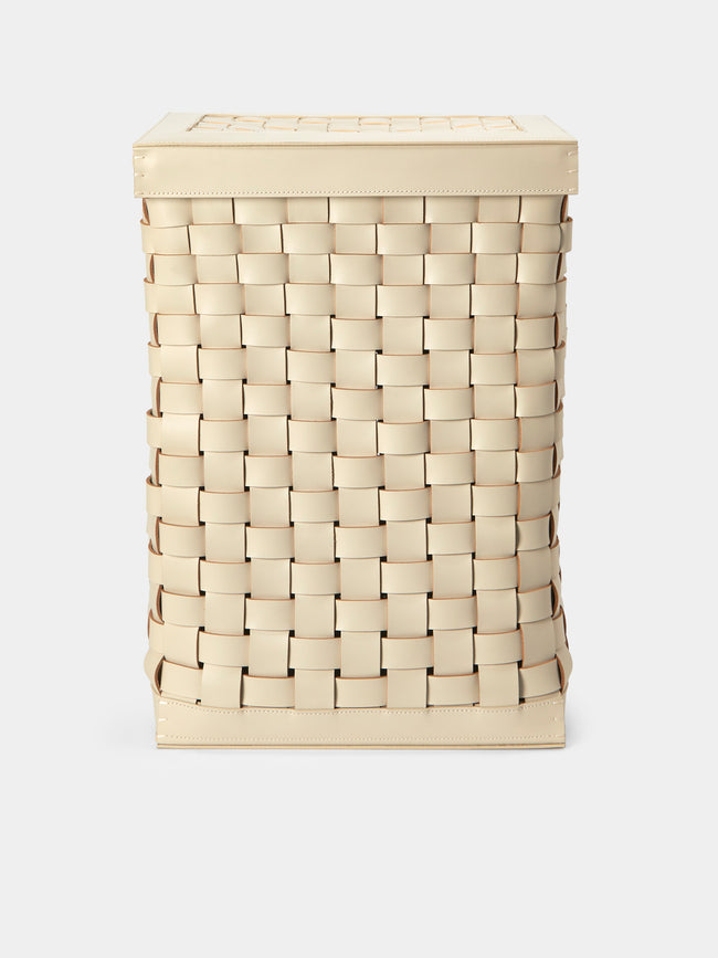 Riviere - Barcelona Water-Resistant Leather Laundry Basket - Ivory - ABASK - 