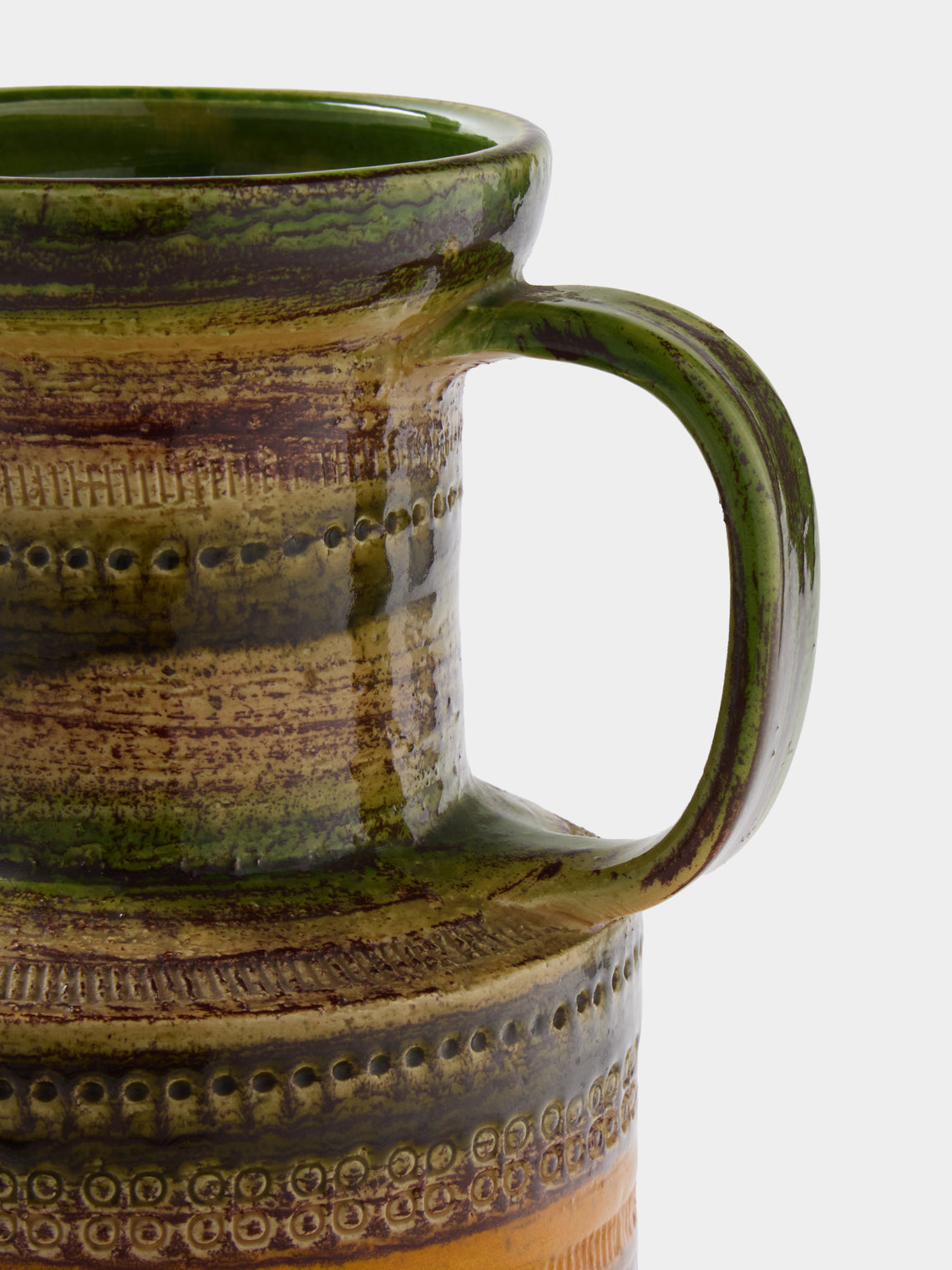 Antique and Vintage - 1960s Bitossi Sahara Ceramic Jug - Green - ABASK