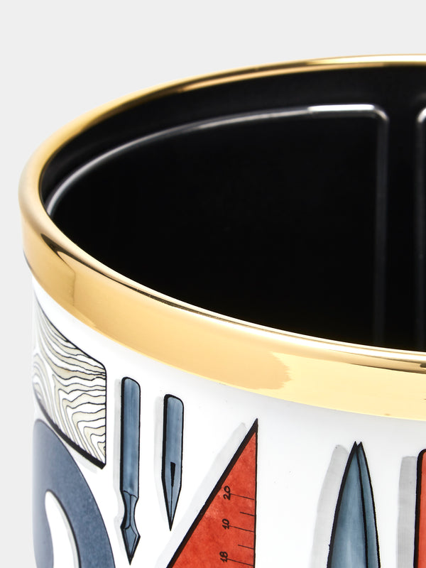 Fornasetti - Strumenti da Disegno Iron Wastepaper Bin - Multiple - ABASK